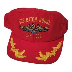 Vintage USS Baton Rouge SSN-689 Submarine Hat Red DeLONG Snapback USA Made